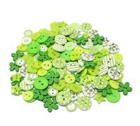 Knöpfe-Mix, Grün, Weiß, aus Holz, Acryl und Harz, für Kartenverzierungen, 150 Stück