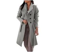 Knöpfe Wolljacke Dufflecoat Schlanke Lang Wollmantel Winter Trenchcoat Damen Peacoat Mode Übergangsjacke Elegant Mantel Trenchjacke Winddichter Damenmantel Langarm Slim Fit Taschen Wintercoat