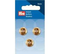 Knopf Ösen, Kristall Goldfassung 14 mm, 3 Stück