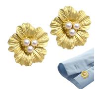 Knopfabdeckungen Mit Blumenperlen - 1,5 Cm Hemdklammern, Set Mit 2 Dekorativen Manschettenknöpfen | Stilvolle Perlen-Accessoires Für Damen Und Herren, Hemden, Blusen, Kleidung, DIY, Modisches Outfit,