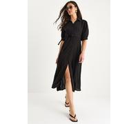 Knopfverschluss Midi-Kleid mit Hemdkragen