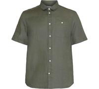 Knowledge Cotton Apparel - Atmungsaktives Leinenhemd - Regular Linen Short Sleeve Shirt Burned Olive für Herren aus Baumwolle - Größe L - Khaki Khaki L