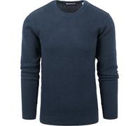 KnowledgeCotton Apparel Vagn Bubble Knit Cotton Crew Neck Total Eclips Blau L