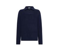 Knowledge Cotton Apparel Wollpullover Half Zip Navyblau - Größe L Blau L