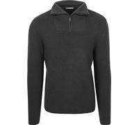 Knowledge Cotton Apparel Wollpullover Half Zip Anthrazit - Größe L Grau L