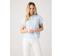 KnowledgeCotton Apparel Damen Aster Fold Up Linen Bluse (Größe S, blau)