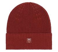 KnowledgeCotton Apparel Beanie Baumwollmütze, Fired Brick dunkelrot