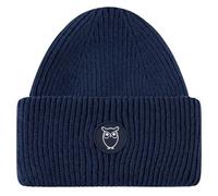 KnowledgeCotton Apparel Big Rib Beanie-Mütze aus Lammwolle Total Eclipse O/S