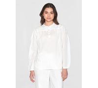 KnowledgeCotton Apparel Blouse - A-Shape Stripe Structure Shirt - aus Bio-Baumwolle Weiß (Egret) L