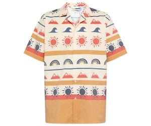 KnowledgeCotton Apparel - Box Fit Short Sleeved AOP Seersucker Shirt - Hemd, Gr. S, beige (MultiColorAOP)