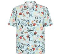 KnowledgeCotton Apparel - Box S/S AOP Linen Shirt - Hemd, Gr. XL, grau (Aqua/Esque)