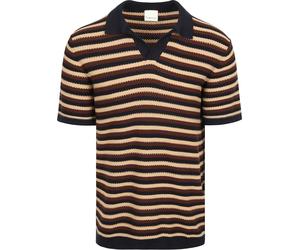 KnowledgeCotton Apparel Braunes gestreiftes Polo-Shirt aus Strick - Größe L Braun L