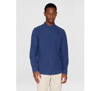 KnowledgeCotton Apparel Flanellhemd mit Stehkragen - Elder Regular Fit - aus Biobaumwolle Blau (Estate Blue) S
