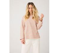 KnowledgeCotton Apparel Gestreiftes Langarmshirt aus Bio-Baumwolle rot-red-striped L