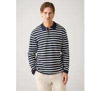 KnowledgeCotton Apparel Gestricktes Langarm-Poloshirt mit Streifen aus Bio-Baumwolle beige-creme-stripe L
