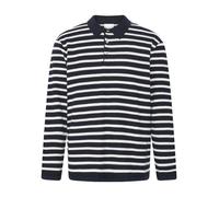 KnowledgeCotton Apparel Gestricktes Langarm-Poloshirt mit Streifen aus Bio-Baumwolle blau-navy L