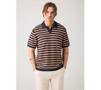 KnowledgeCotton Apparel Gestricktes Poloshirt mit Streifen aus Bio-Baumwolle braun-brown-stripe S