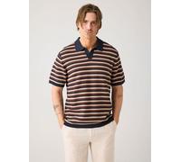 KnowledgeCotton Apparel Gestricktes Poloshirt mit Streifen aus Bio-Baumwolle braun-brown-stripe XL