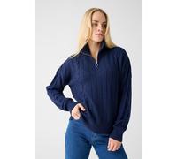 KnowledgeCotton Apparel - Women's M. 1/2 Zip High Neck Cable - Wollpullover, Gr. XL, blau (TotalEclipse)