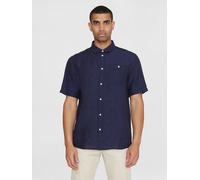 KnowledgeCotton Apparel Hemd - Regular Linen Short Sleeve Shirt - aus 100% Leinen Totale Eclipse (Blau) M