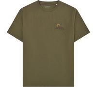 KnowledgeCotton Apparel - Regenerative Organic Cotton Chest Print T-Shirt - T-Shirt, Gr. L, oliv (BurnedOlive)