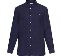 Knowledge Cotton Apparel Herren-Leinenhemd Yarndyed – Total Eclipse – Größe S