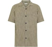KnowledgeCotton Apparel Herren Linen-Mix Striped Hemd (Größe L, oliv)