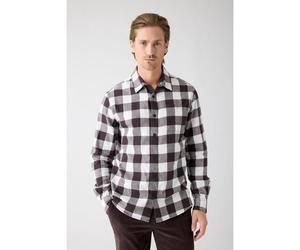 KnowledgeCotton Apparel Kariertes Flanellhemd aus Bio-Baumwolle GOTS/Vegan braun (brown) check S