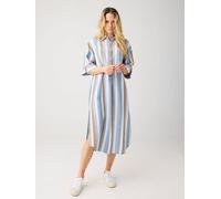 KnowledgeCotton Apparel Kurzarm-Blusenkleid mit Struktur aus Bio-Baumwolle mehrfarbig-color-stripe XS