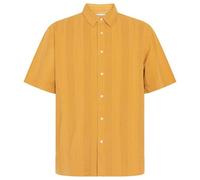 KnowledgeCotton Apparel Lockeres Kurzarmshirt mit Struktur aus Bio-Baumwolle gelb-amber-gold L