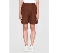 KnowledgeCotton Apparel Kurze Hose - POSEY Wide High-Rise - aus Leinen Braun (Tiramisu) XS