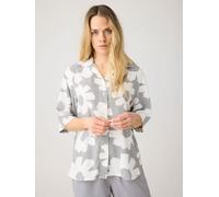 KnowledgeCotton Apparel - Women's Linen-Mix Printed Shirt - Bluse, Gr. S, grau/weiß (Grey)