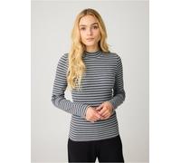 KnowledgeCotton Apparel Langarmshirt - Rib high neck long sleeved - aus Bio-Baumwolle Gestreift (Stripe-Grey) XS