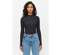 KnowledgeCotton Apparel Langarmshirt - Rib high neck long sleeved - aus Bio-Baumwolle Schwarz (Black Jet) S