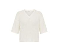 KnowledgeCotton Apparel Leichter Kurzarm Pullover mit V-Ausschnitt aus Bio-Baumwolle weiß-egret XL