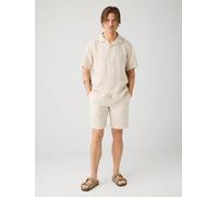 KnowledgeCotton Apparel Leinenhemd Box Fit - Short Sleeve - aus Bio-Leinen Beige (Yarndyed) XXL