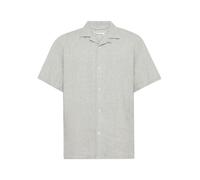 KnowledgeCotton Apparel Leinenhemd Box Fit - Short Sleeve - aus Bio-Leinen Grau (Yarndyed-Ultimate-Grey) XL