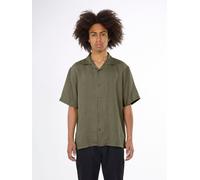 KnowledgeCotton Apparel Leinenhemd Box Fit - Short Sleeve - aus Bio-Leinen Grün (Burned Olive) M