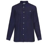Knowledge Cotton Apparel Herren-Leinenhemd Yarndyed – Total Eclipse – Größe S