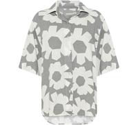KnowledgeCotton Apparel - Women's Linen-Mix Printed Shirt - Bluse, Gr. L, grau/weiß (Grey)