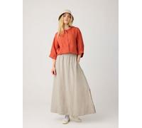 KnowledgeCotton Apparel Lockere Hemdbluse mit 3/4 Arm und Stehkragen aus Bio-Leinen rot-burnt-brick L