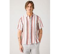 KnowledgeCotton Apparel Lockeres gestreiftes Kurzarmhemd aus Bio-Leinen mehrfarbig-color-stripe L