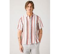 KnowledgeCotton Apparel Lockeres gestreiftes Kurzarmhemd aus Bio-Leinen mehrfarbig-color-stripe S