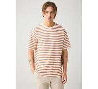 KnowledgeCotton Apparel Lockeres gestreiftes T-Shirt aus Bio-Baumwolle rot-red-striped M