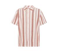KnowledgeCotton Apparel Lockeres Kurzarmhemd mit Streifen aus Bio-Baumwolle rot-red-striped L