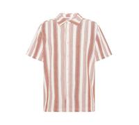 KnowledgeCotton Apparel Lockeres Kurzarmhemd mit Streifen aus Bio-Baumwolle rot-red-striped S