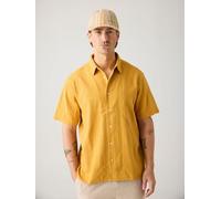 KnowledgeCotton Apparel Lockeres Kurzarmshirt mit Struktur aus Bio-Baumwolle gelb-amber-gold XL