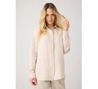KnowledgeCotton Apparel Lockeres Leinenhemd mit langen Ärmeln - Bio-Leinen GOTS/Vegan beige (yarndyed-light-feather-gray) XS