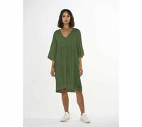KnowledgeCotton Apparel Midi Kleid - HEATHER cotton crepe A-shape dress - aus Bio-Baumwolle Grün (Burned Olive) S/M