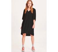 KnowledgeCotton Apparel Midi Kleid - HEATHER cotton crepe A-shape dress - aus Bio-Baumwolle Schwarz (Black Jet) S/M